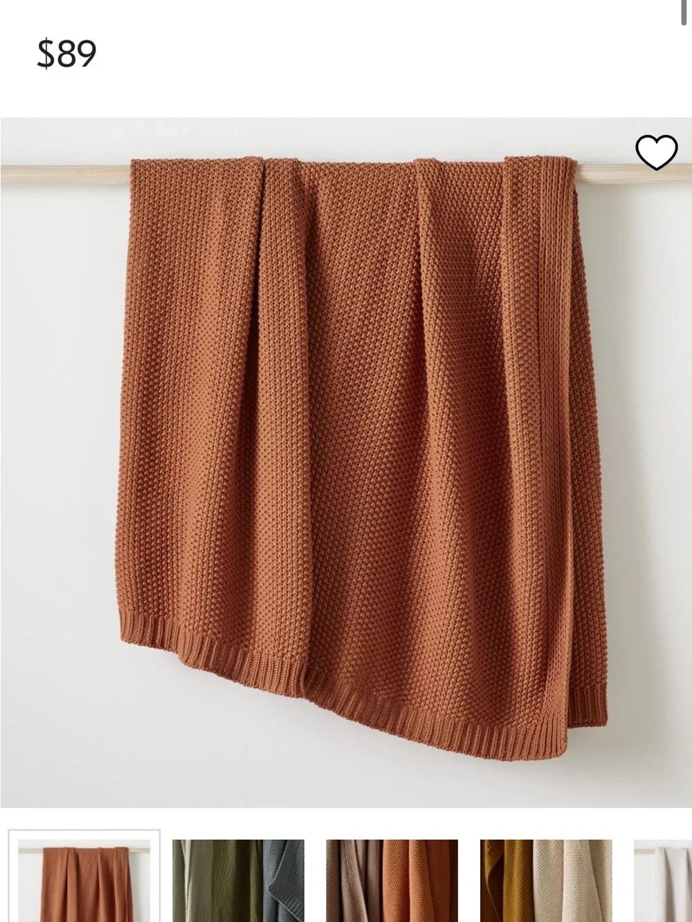 West Elm Cotton Knit Throw Blanket- Copper Rust
